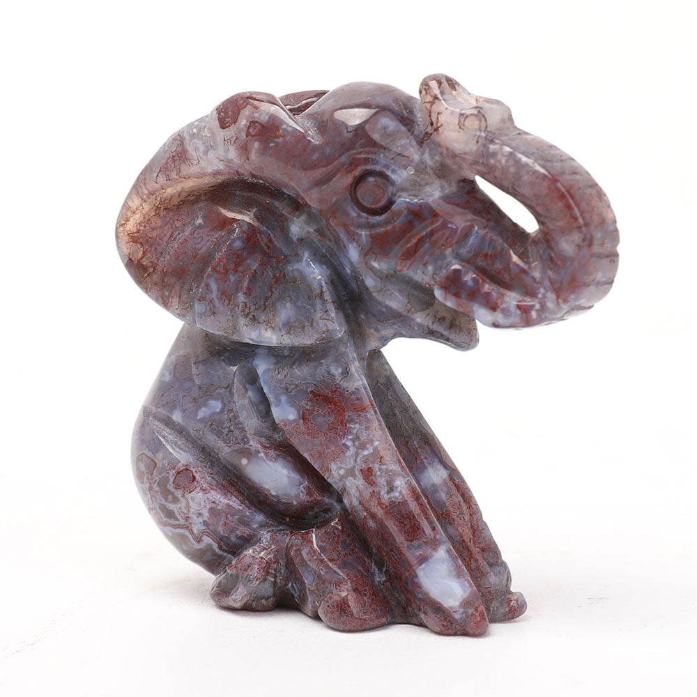 2-Inch Ocean Jasper Elephant Crystal Carving, Healing Figurine