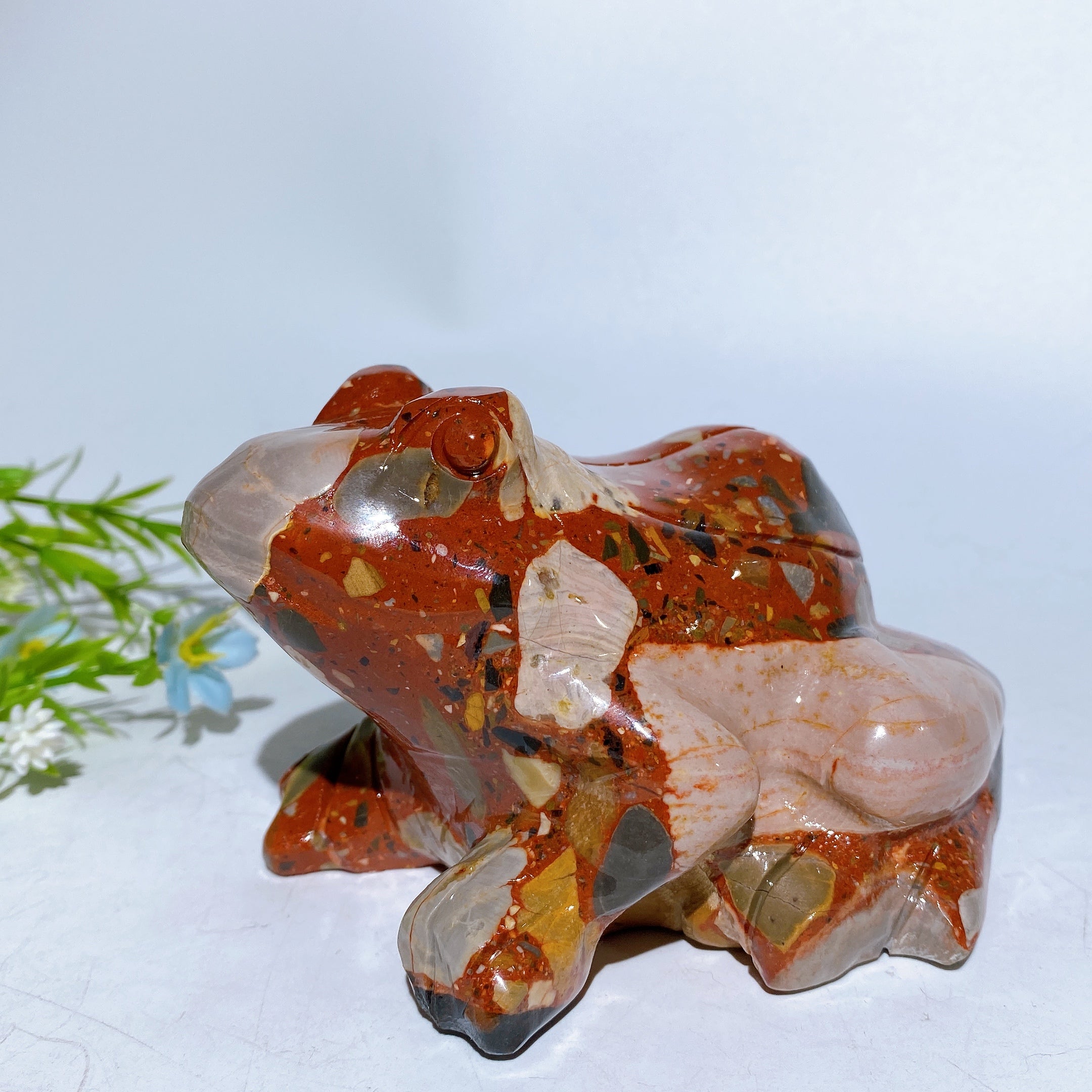 Red Jasper 4.5 inch Frog Crystal Carving for Energy Healing