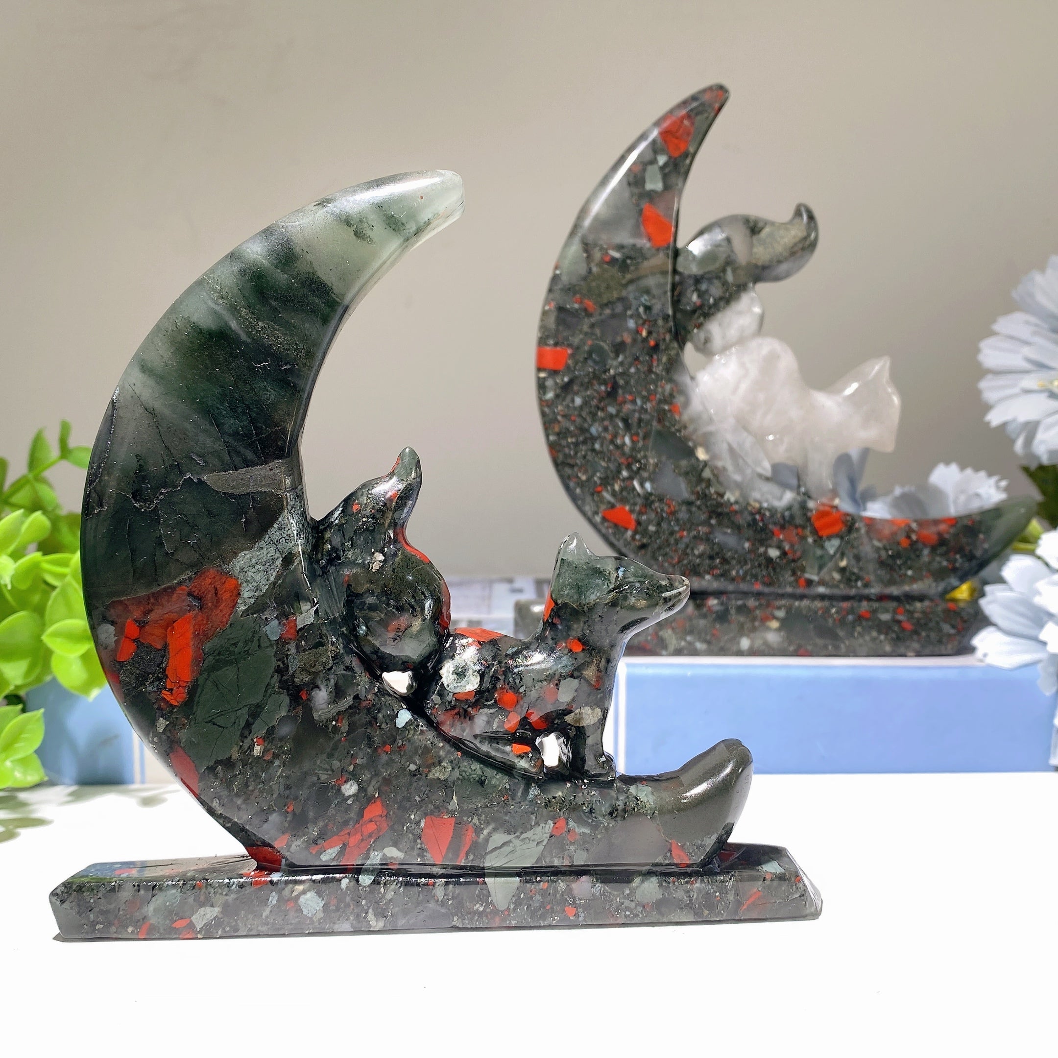 Blood Stone Fox Crystal Carving 4.8-6.0 inch Healing Sculpture