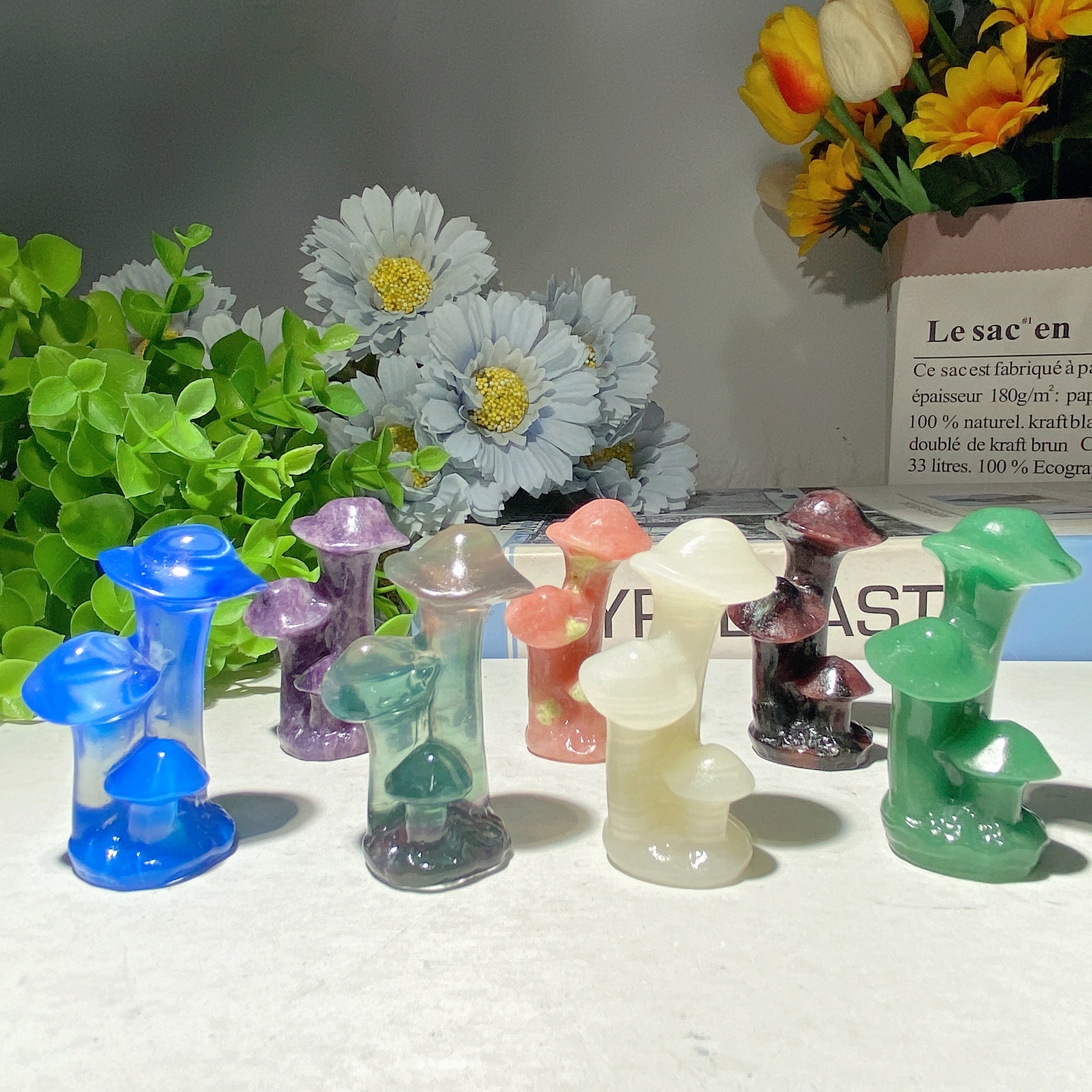 2 inch Mixed Crystal Mushroom Carvings for Healing