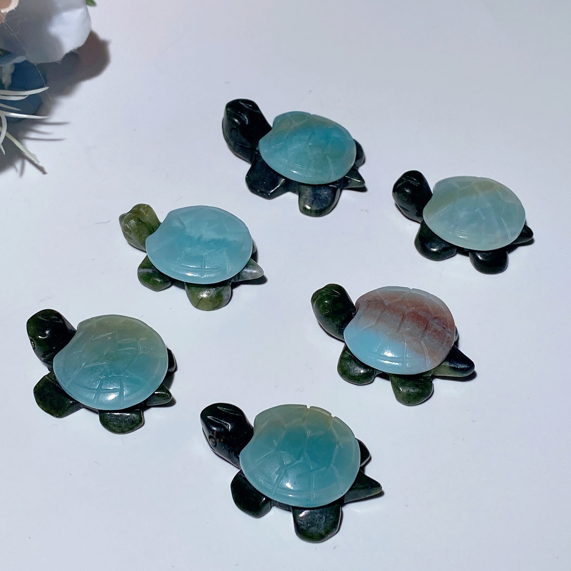 1.4-inch Serpentine Crystal Turtle Carving for Feng Shui