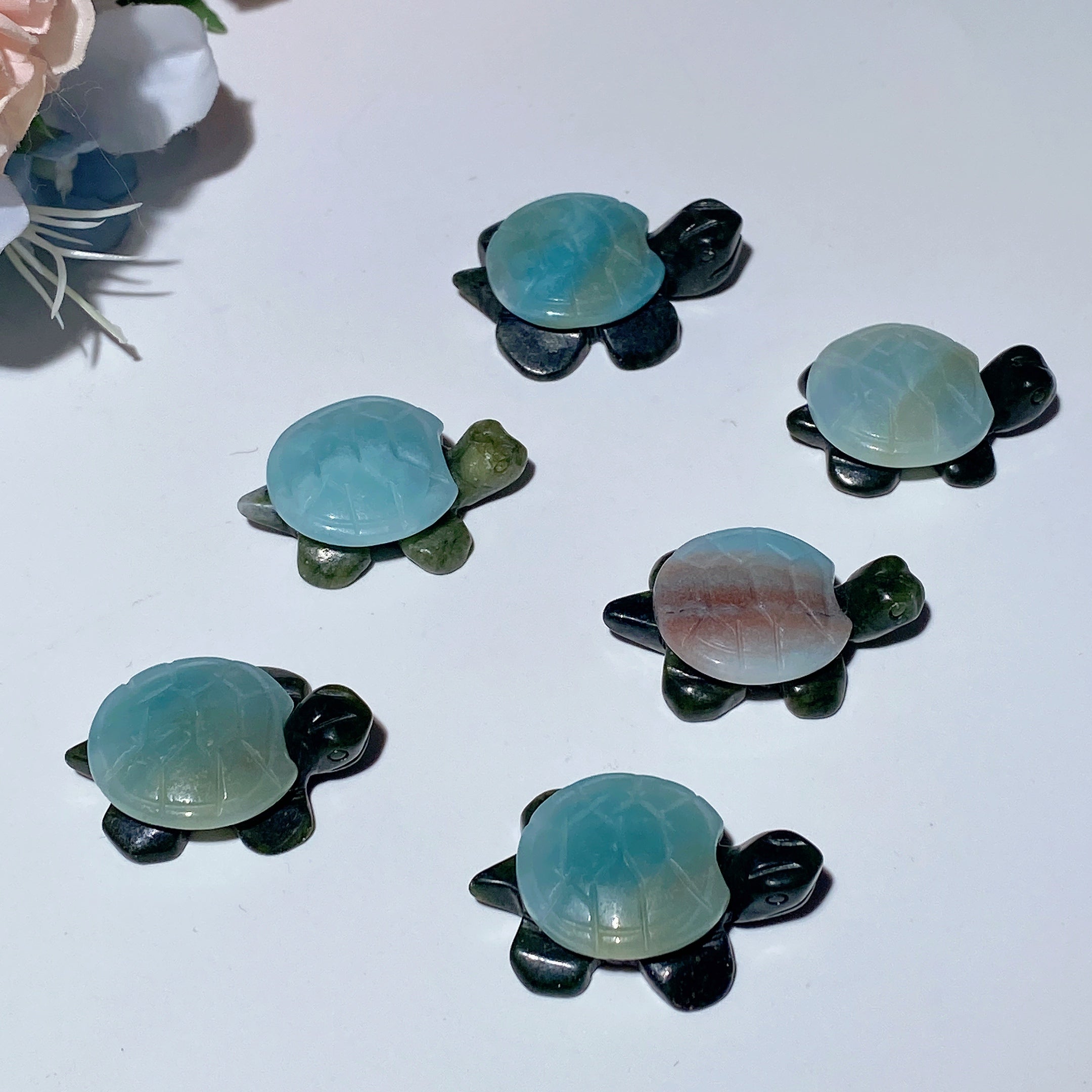 1.4-inch Serpentine Crystal Turtle Carving for Feng Shui