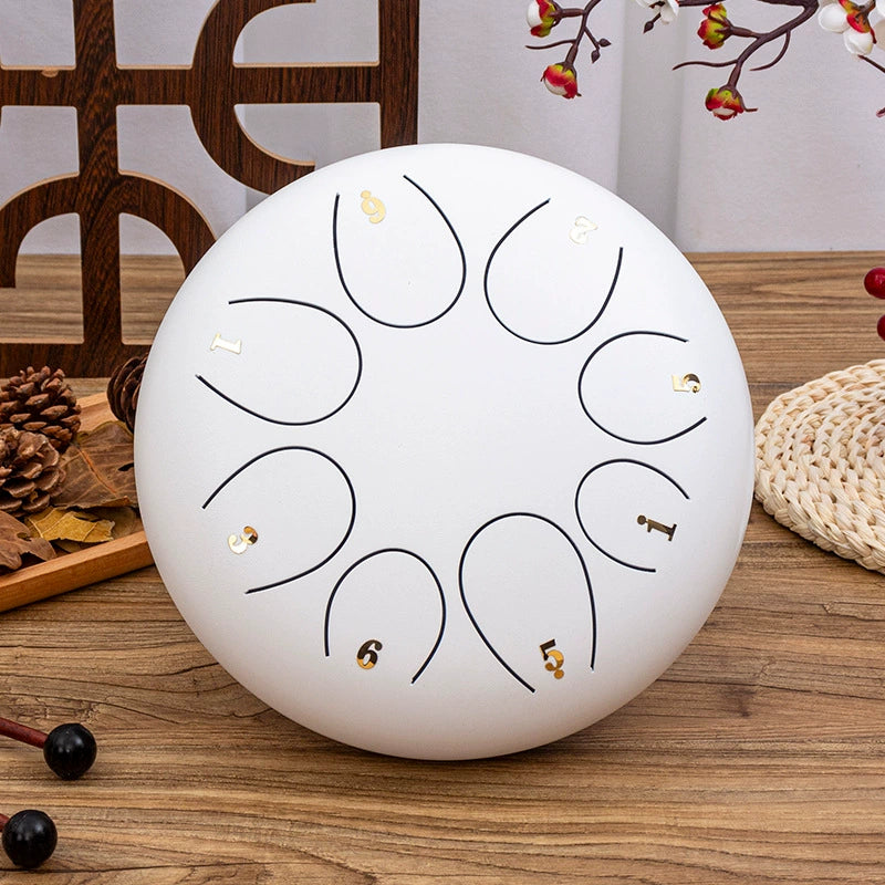 8-Tone D Key Steel Tongue Drum - Round 10 Inch Instrument
