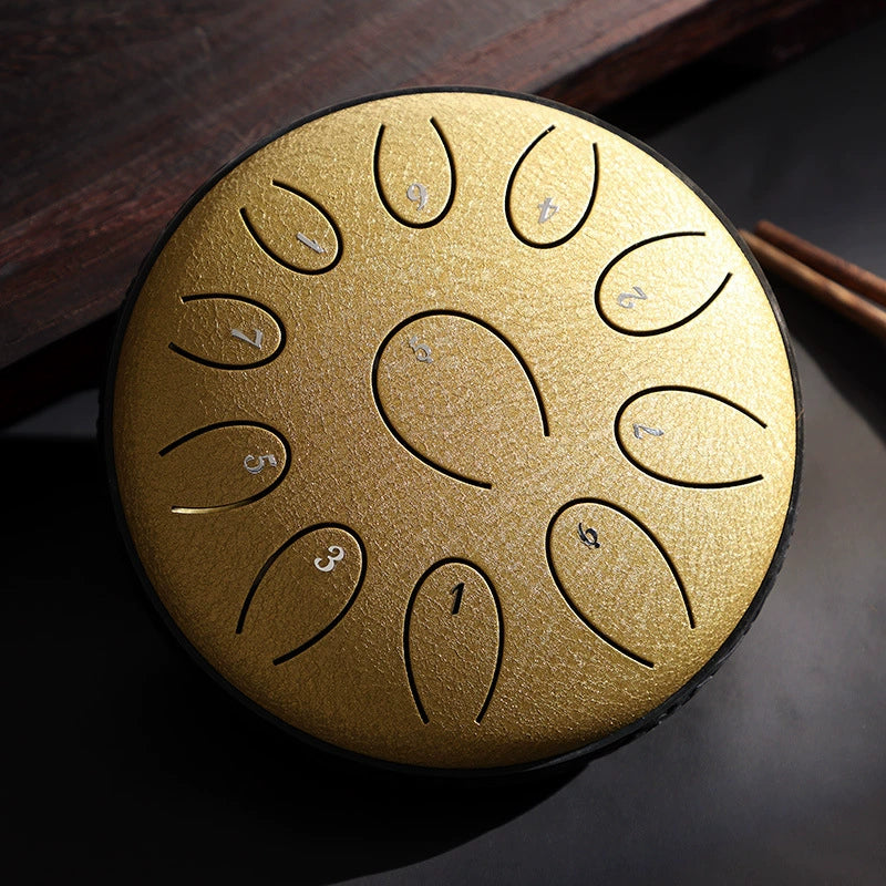 6" Carbon Steel Tongue Drum, 11 Notes in C/D Major