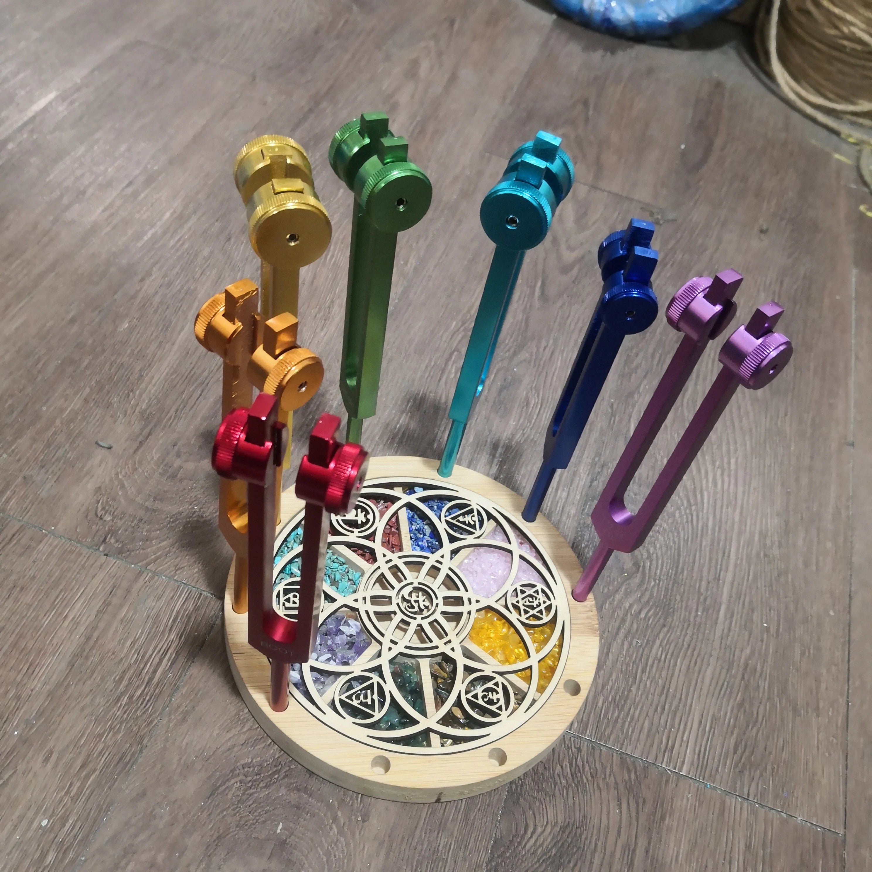 DISPLAY Stands Holder Chakra Tuning Fork Sets for Sound Healing Therapy and Chakra Balancing Yoga and Meditation Healing Tools