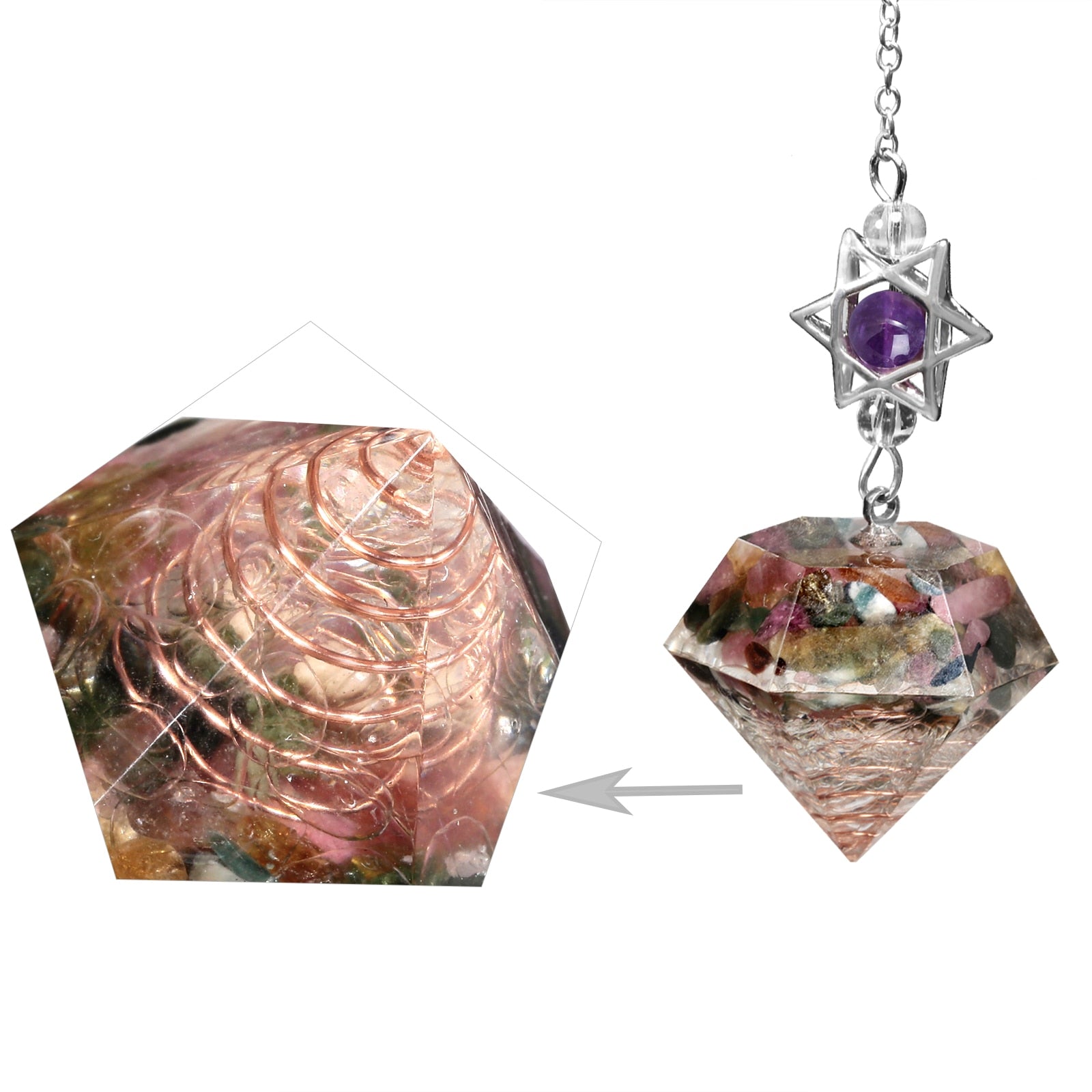 Amethyst Star of David Crystal Pendulum