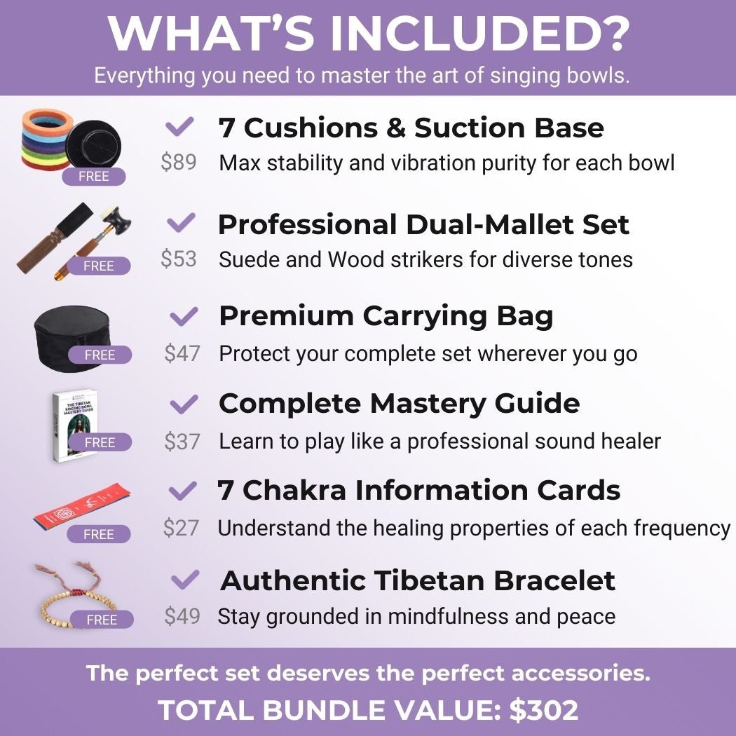 Schumann Frequency Tibetan Singing Bowl Set - 7 Pieces Chakra