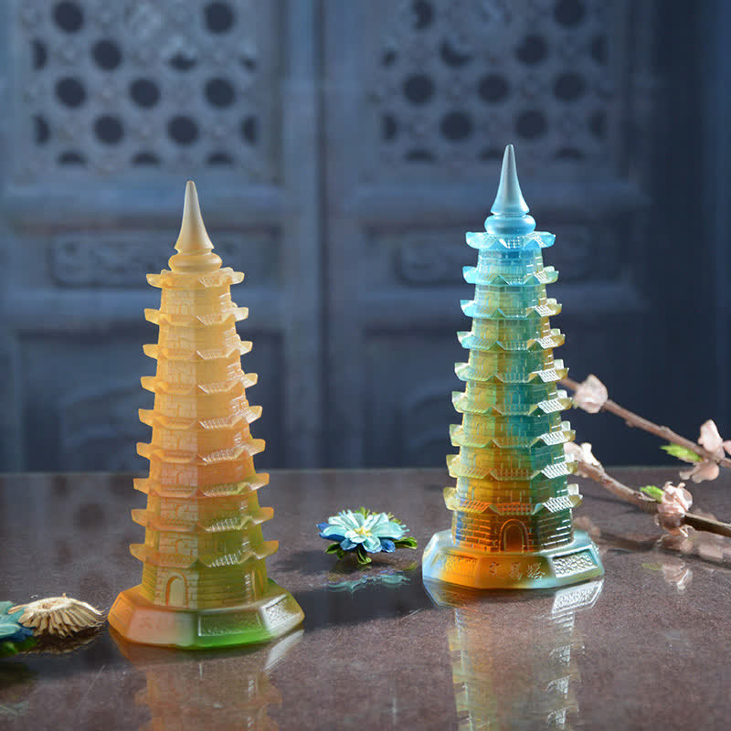 Handmade Liuli Crystal Feng Shui Pagoda Tower Small