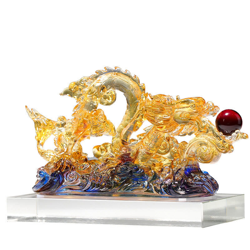26cm Liuli Dragon Spiritual Statue for Protection & Strength