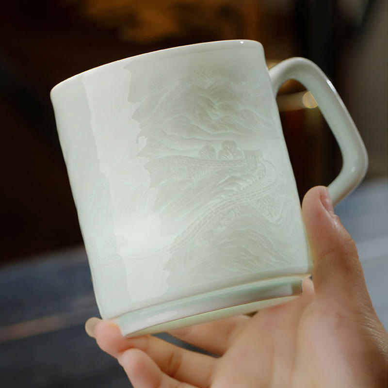 Great Wall Jingdezhen Porcelain Teacup 400ml Office Mug
