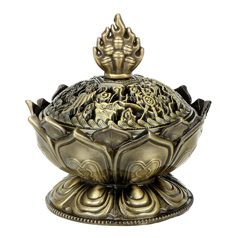7cm Zinc Alloy Lotus Incense Burner for Meditation