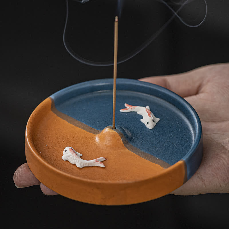 Ceramic Koi Fish Incense Burner for Spiritual Healing Meditation