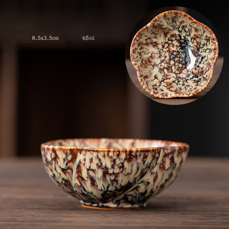 Peach Blossom Ceramic Teacup Beautiful Floral Tea Cup