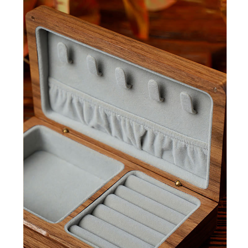 Vintage Handmade Black Walnut Wood Jewelry Storage Box