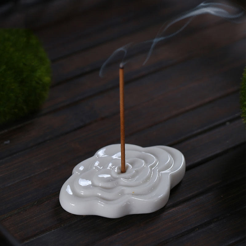 Mini Ceramic Incense Burner with Auspicious Cloud Design