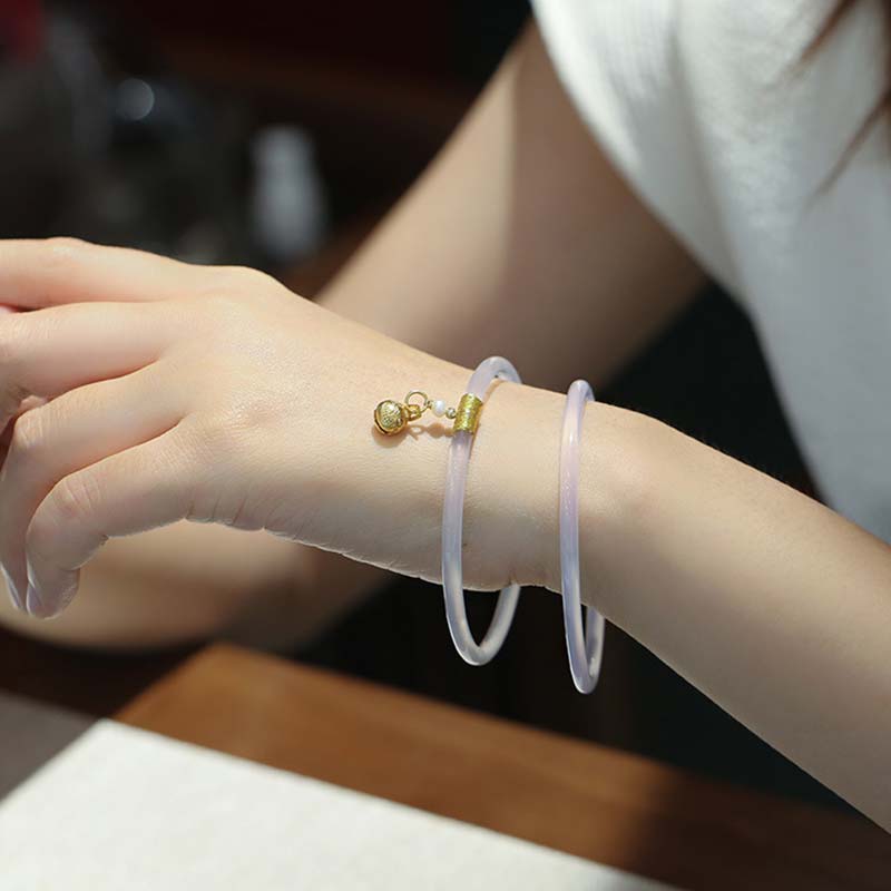 Cyan and White Jade Success Bracelet 58mm