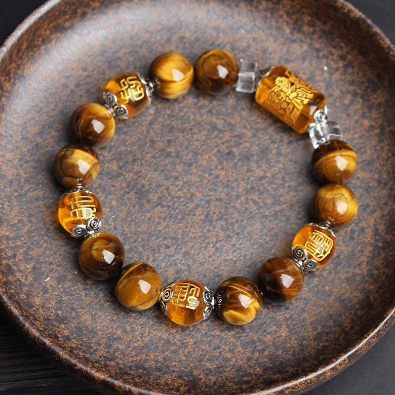 10mm Tiger Eye Bead Prosperity Bracelet for Courage