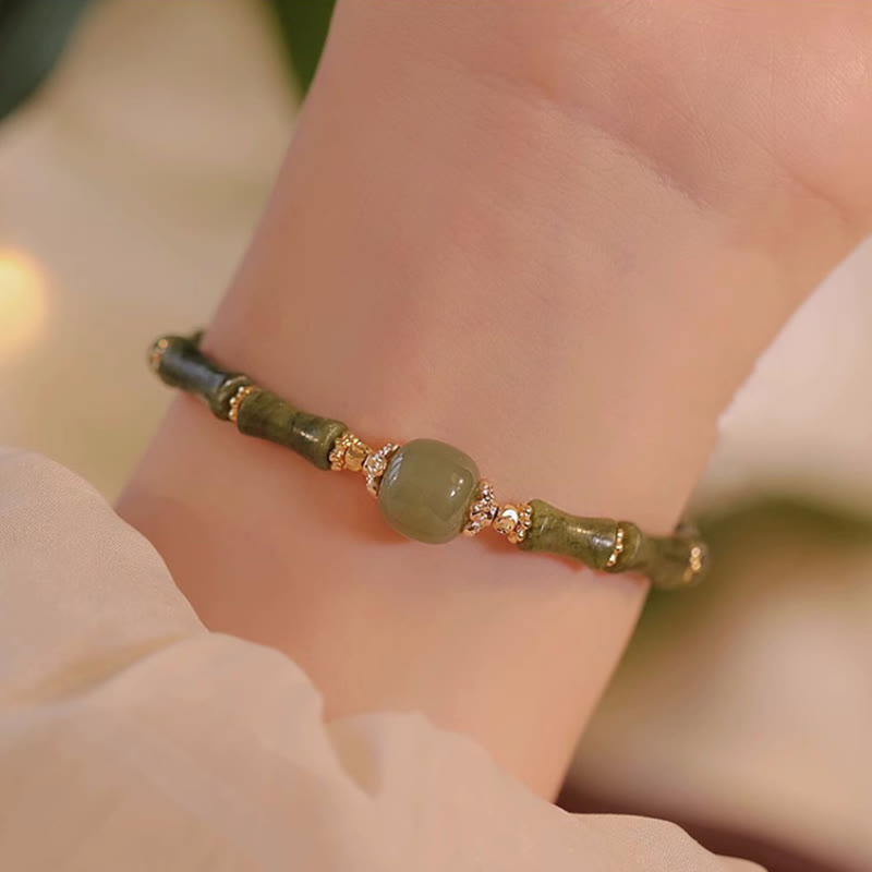 11mm Peridot Hetian Jade Luck Jade Bracelet