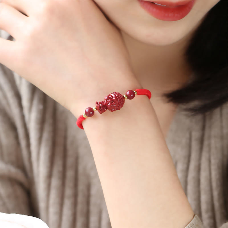 Chinese Zodiac Cinnabar Amulet Blessing String Bracelet
