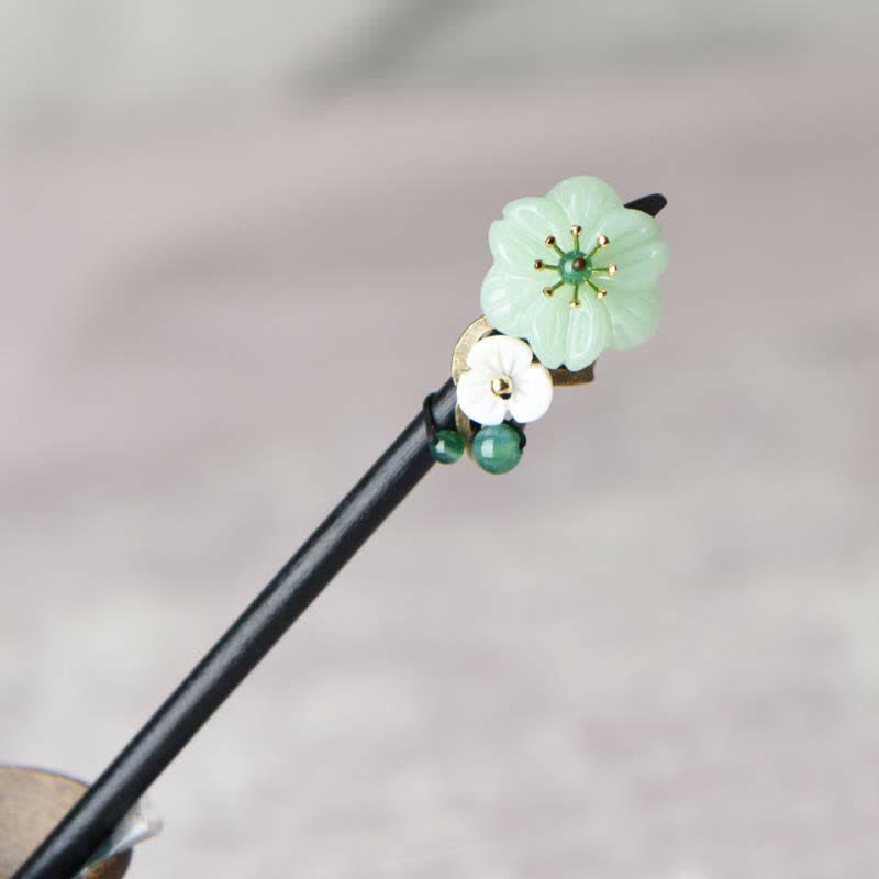 Green Aventurine Flower Agate Positivity Hairpin - Luck & Balance