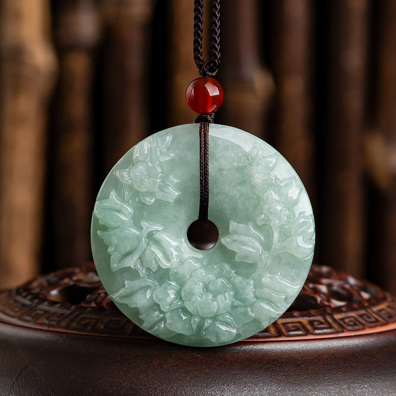 Round Jade Peace Buckle Necklace for Prosperity & Abundance 8mm