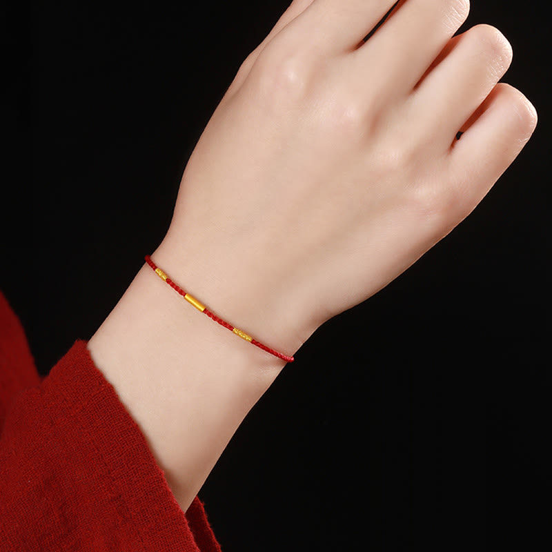999 Gold Protection Red String Bracelet Four Wishful Knots
