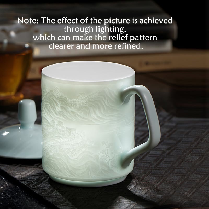 Great Wall Jingdezhen Porcelain Teacup 400ml Office Mug