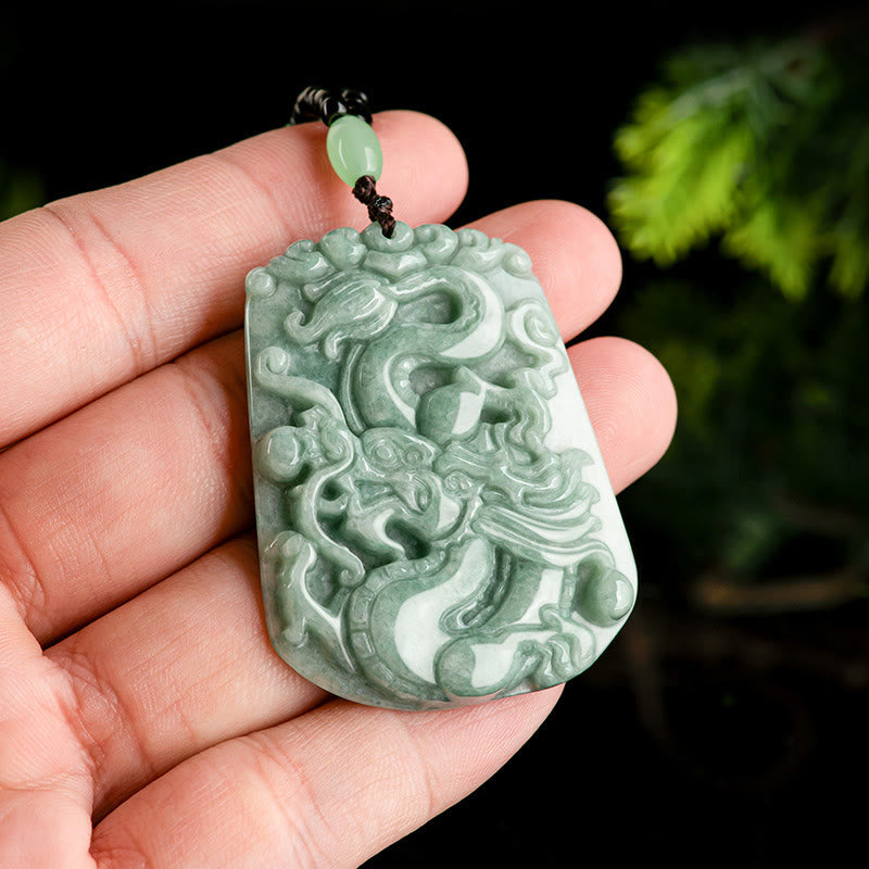 Chinese Zodiac Dragon Jade Protection Necklace Pendant