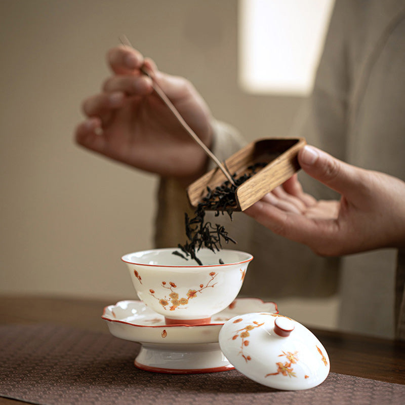 White Porcelain Gaiwan Set for Zen Decor & Tea Rituals