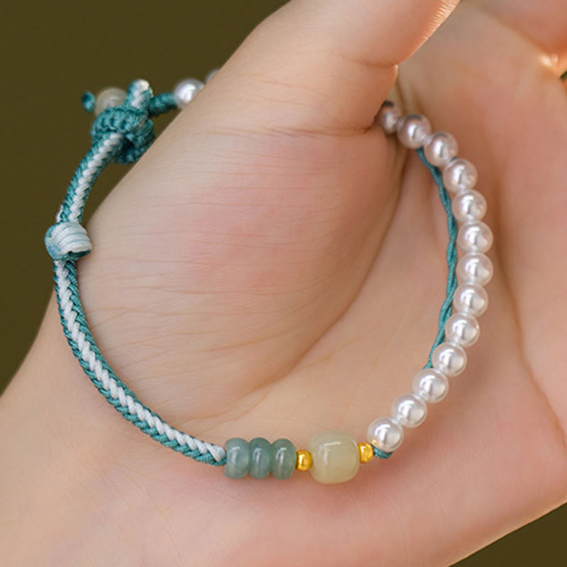 Hetian Jade Sterling Silver & Pearl Abundance Bracelet