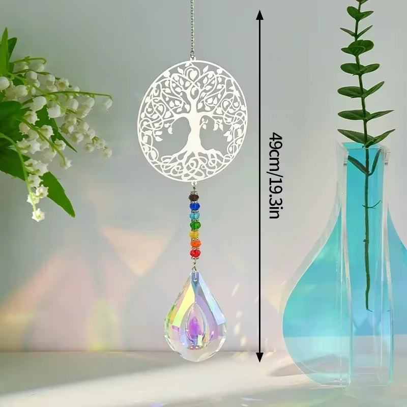 Crystal Suncatcher Outdoor Wind Chime Hanging Crystal Angel Butterfly Pendants Garden Tree Decor Window Drop Bell Hanging Decor