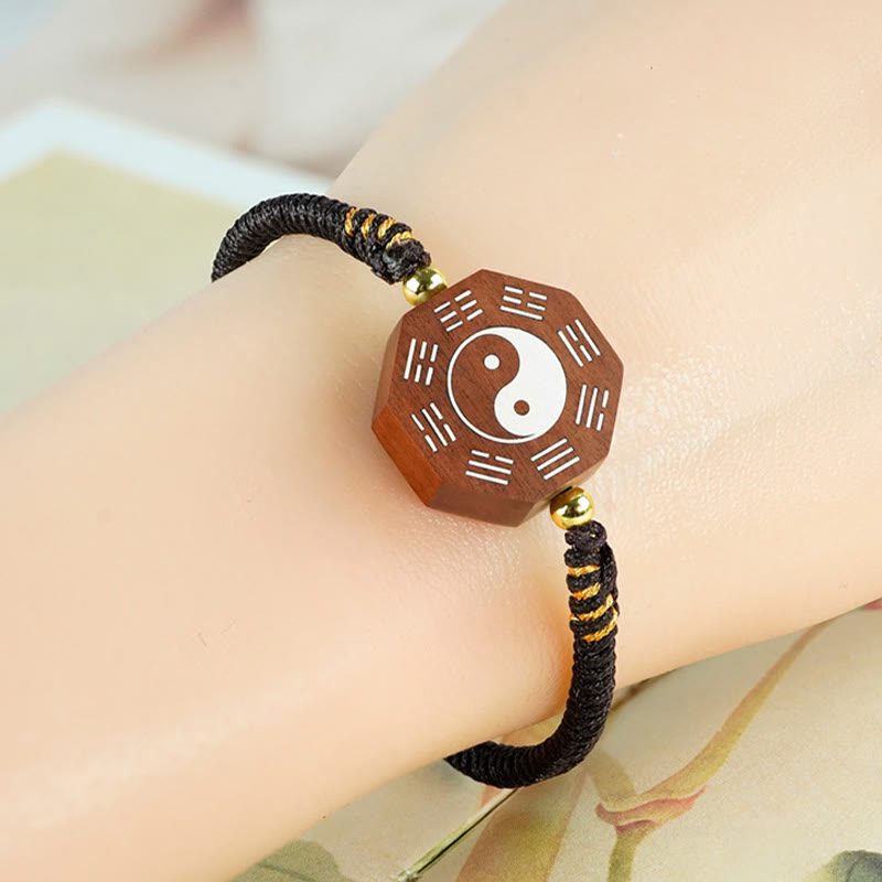Small Leaf Red Sandalwood Yin Yang Protection Bracelet