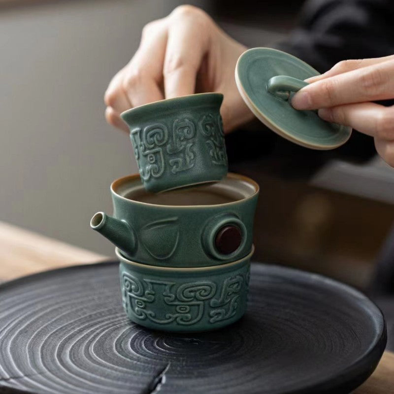 Sanxingdui Ceramic Chinese Tea Cup Set | Kung Fu Tea Gift
