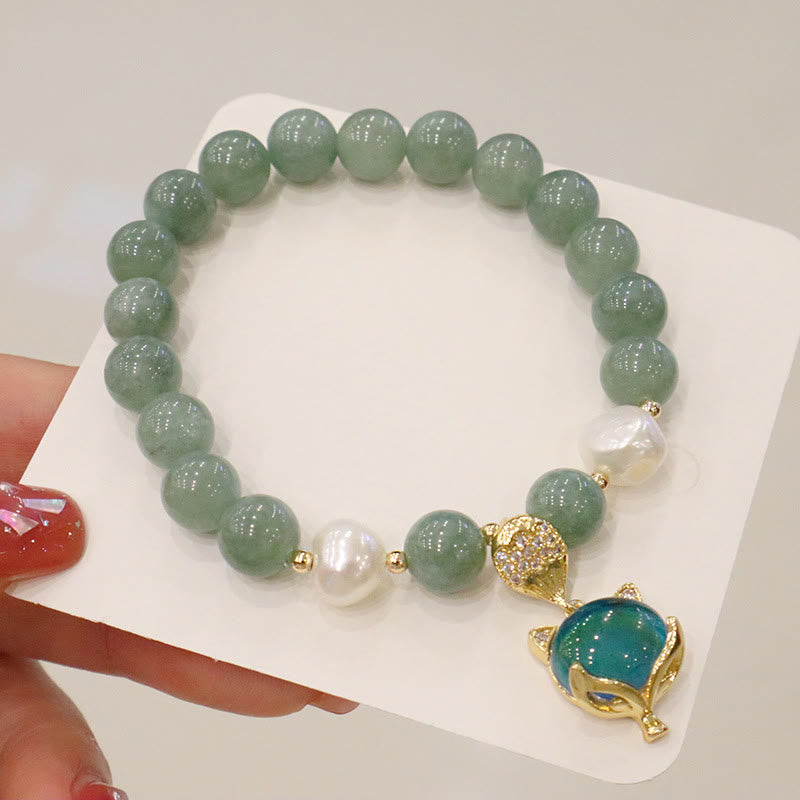 Jade Prosperity Charm Bracelet 14-16cm Color-Changing Fox