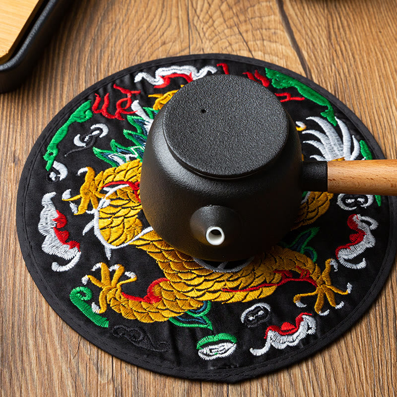 Dragon Embroidery Tea Mat | Spiritual Home Accents 19cm