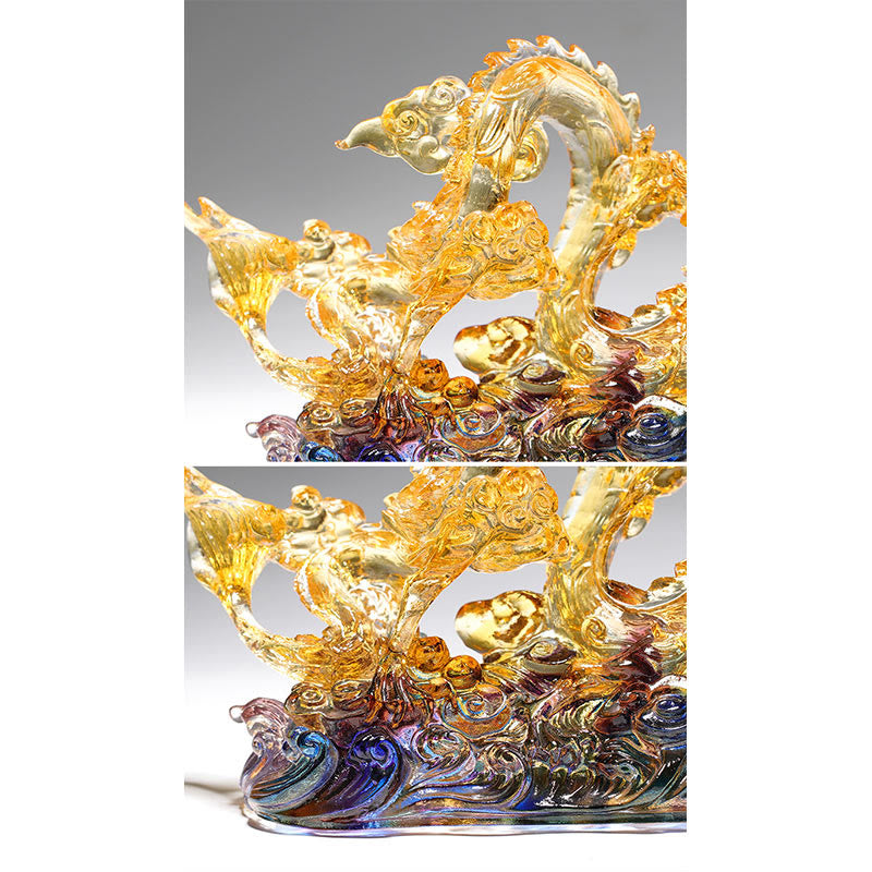 26cm Liuli Dragon Spiritual Statue for Protection & Strength