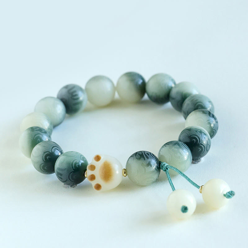 Om Mani Padme Hum Bodhi Seed Carved Bracelet 12mm Beads