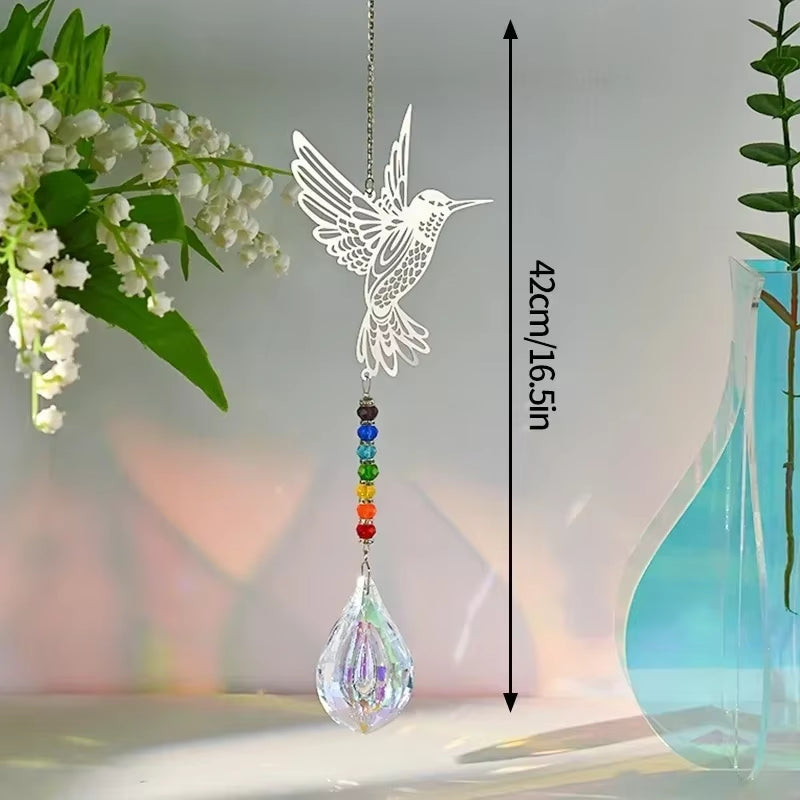 Crystal Suncatcher Outdoor Wind Chime Hanging Crystal Angel Butterfly Pendants Garden Tree Decor Window Drop Bell Hanging Decor