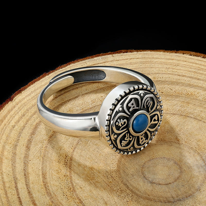 Adjustable Copper Om Mani Padme Hum Ring Spiritual Peace