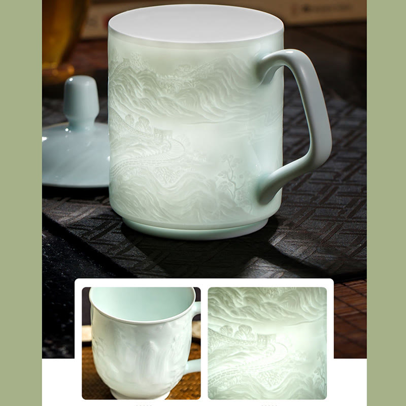 Great Wall Jingdezhen Porcelain Teacup 400ml Office Mug