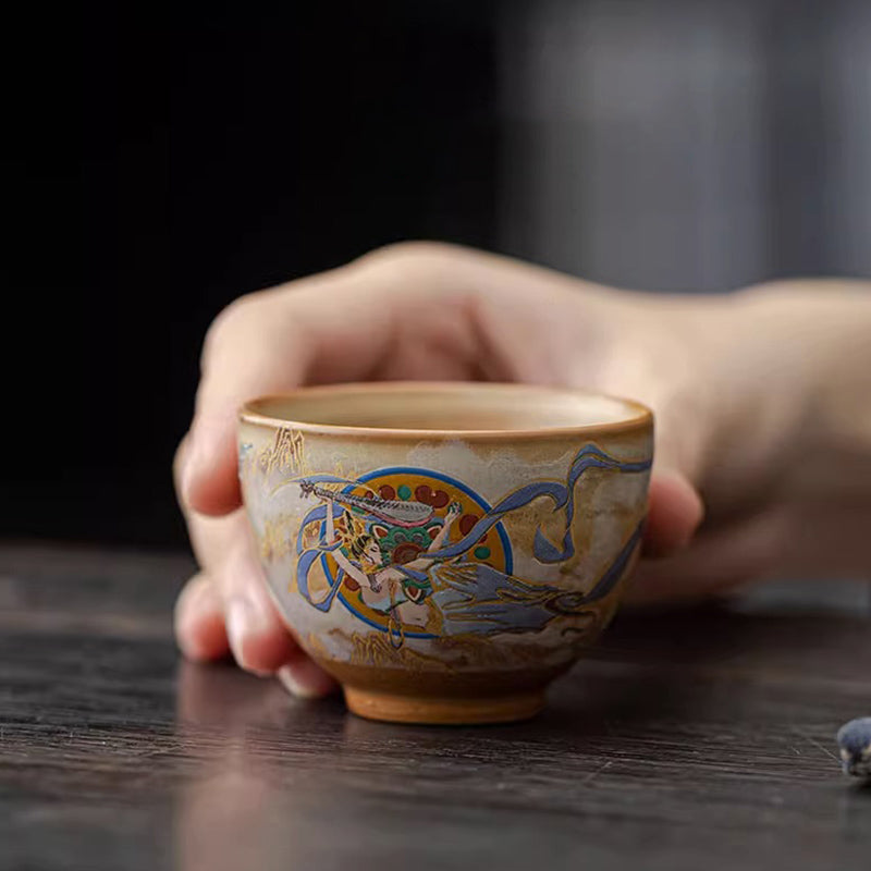 Dunhuang Flying Apsaras Ceramic Gaiwan Tea Cup 150ml