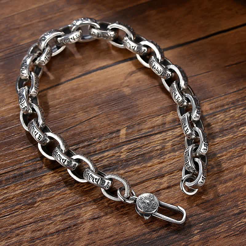 21cm 925 Sterling Silver Om Mani Padme Hum Peace Bracelet