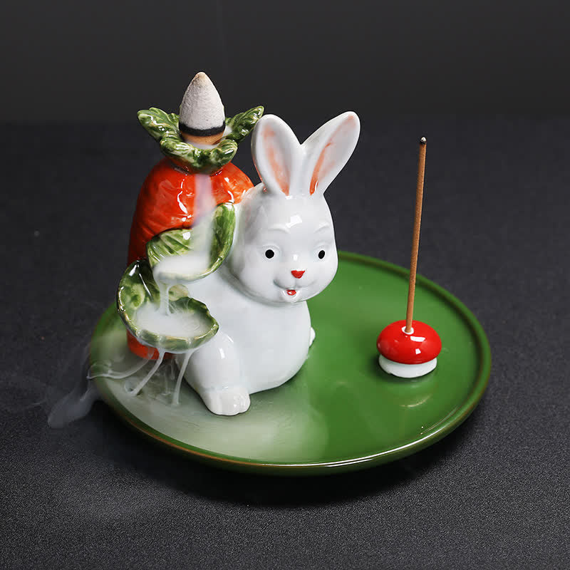 Year of the Rabbit Ceramic Incense Burner with Bunny Design