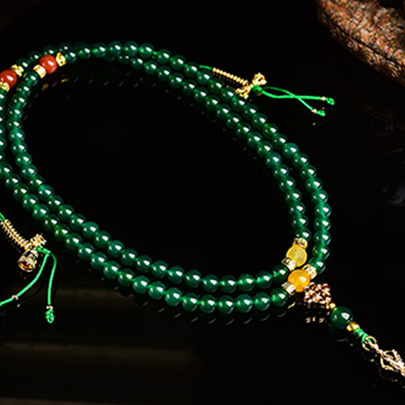 108 Beads Green Agate Gemstone Mala Bracelet 6mm, 8mm, 10mm