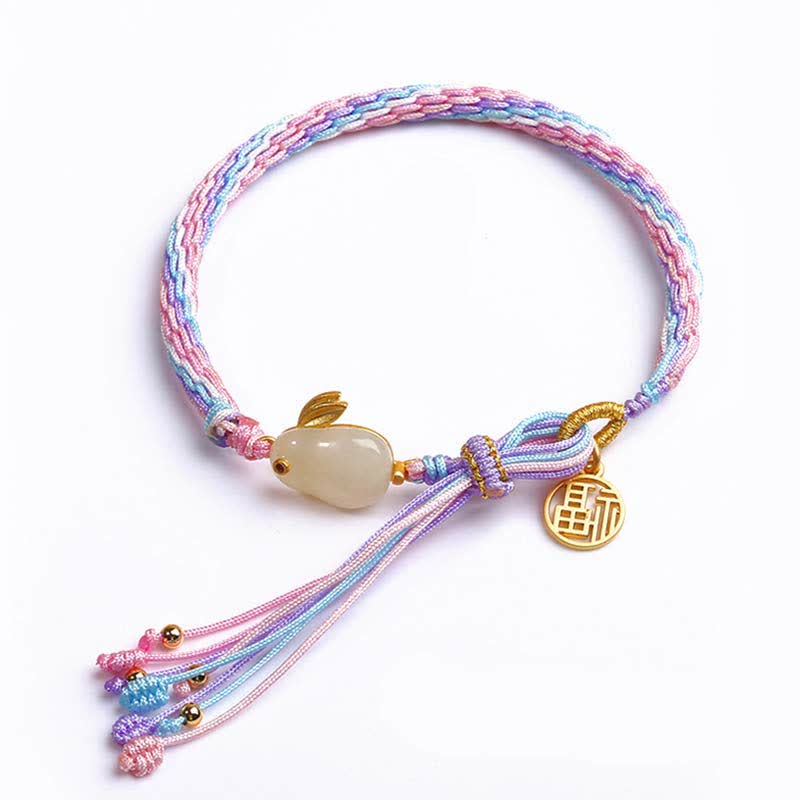 Reincarnation Knot White Jade Luck Protection Bracelet
