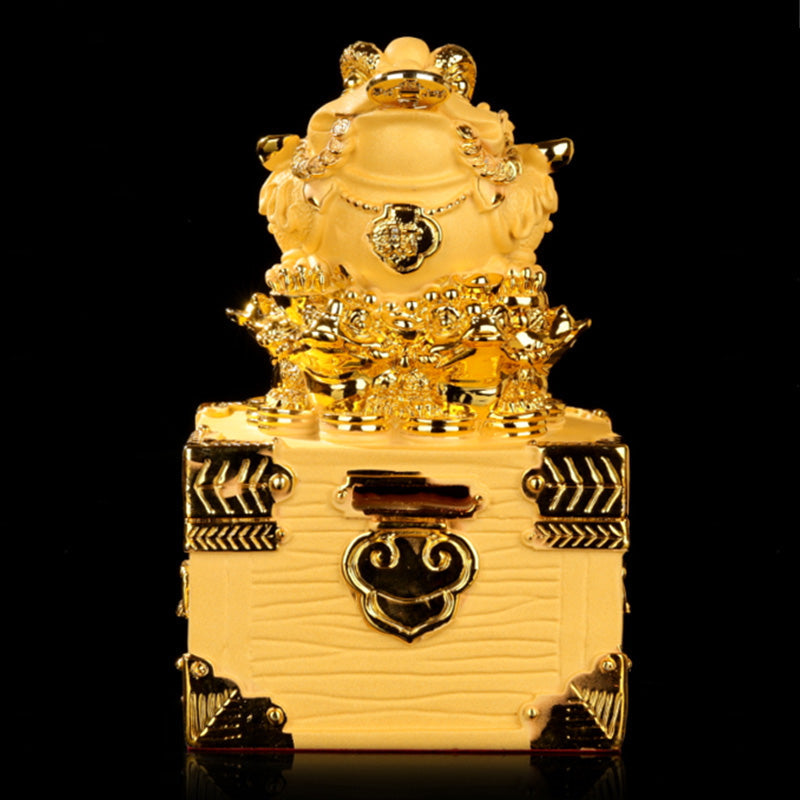 Feng Shui Money Frog Statue for Luck and Wealth Decor - Medium