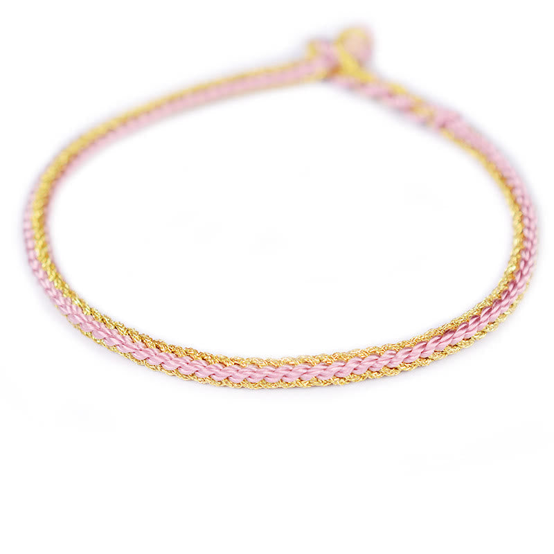 Two-Color Handcrafted Eight Thread Peace Knot Red String Bracelet