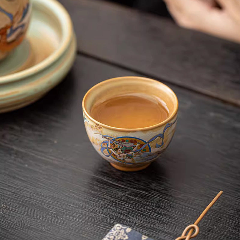 Dunhuang Flying Apsaras Ceramic Gaiwan Tea Cup 150ml
