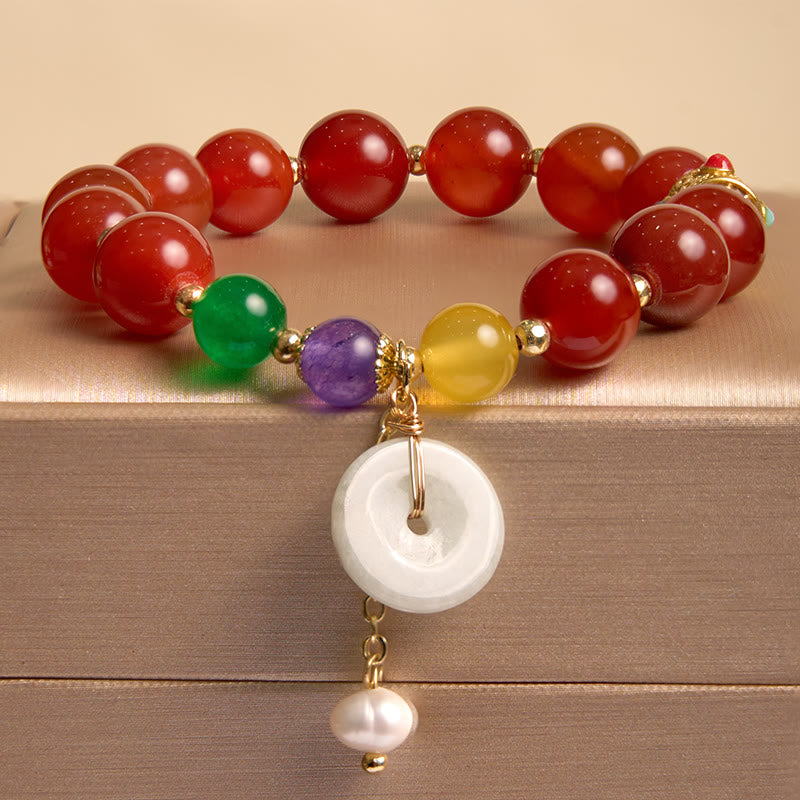 Jade Red Agate Peace Buckle Confidence Bracelet