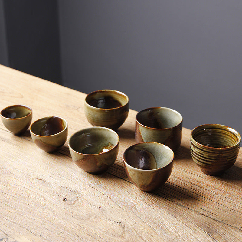 Vintage Brown Beige Kiln Change Ceramic Teacup for Meditation